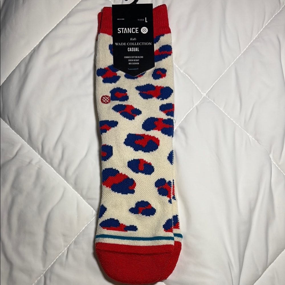 NWT! Stance Kids Wade Collection Casual Red and Blue Patterned Socks